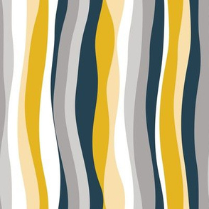Small scale // Tropical stripes // white greys and yellow vertical large lines
