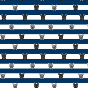 french bulldog stripes dog breed fabric navy