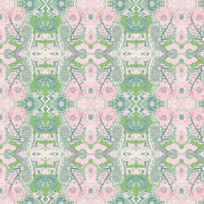 Paisley Pale Pink Green Bluegreen White-ed