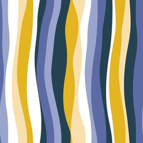 Small scale // Tropical stripes // white indigo blue violet and yellow vertical large lines