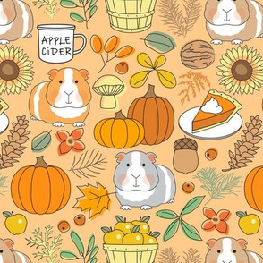 friendly fall guinea pigs on peach