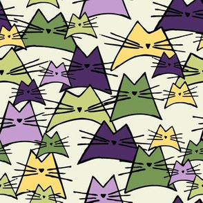 cats - nala cat lavender - hand-drawn cats - cats fabric