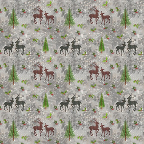 deer and evergreen pattern