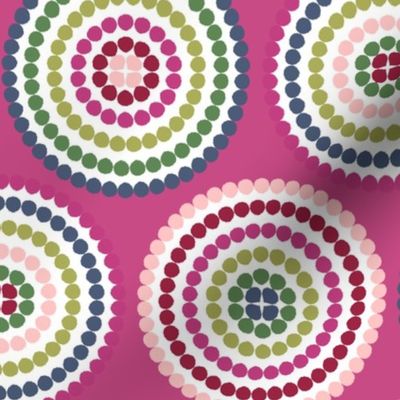 mosaic circles on fuschia