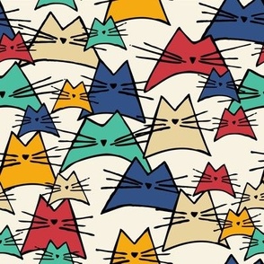 cats - nala cat classic blue - hand-drawn cats - cats fabric