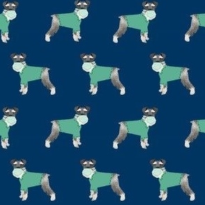 schnauzer scrubs fabric - vet fabric - navy