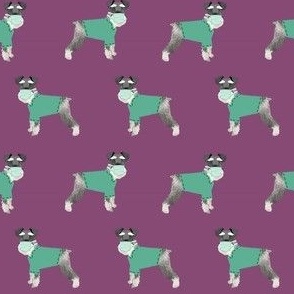 schnauzer scrubs fabric - vet fabric - purple