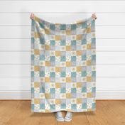 (4" scale) You are my sunshine wholecloth - suns patchwork -  grey, blue, and gold (90) - LAD20BS