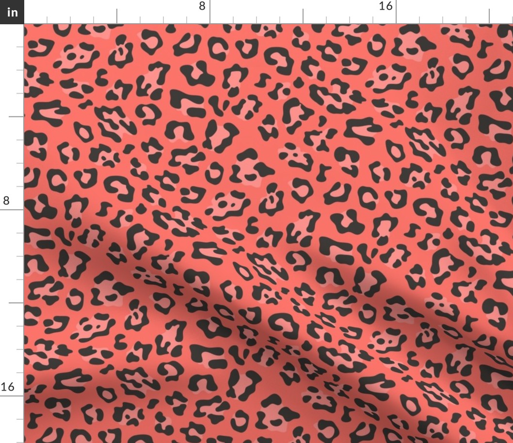 Leopard Animal Fur Print Coral Pink 2 inch