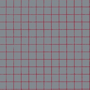 Gray Red Windowpane Grid 5/8" 