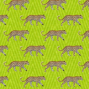 (small scale) Leopards - walking on lemongrass - chevron - LAD20