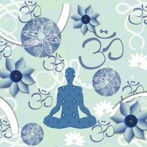 Mint Green & Blue Meditating Yogi 