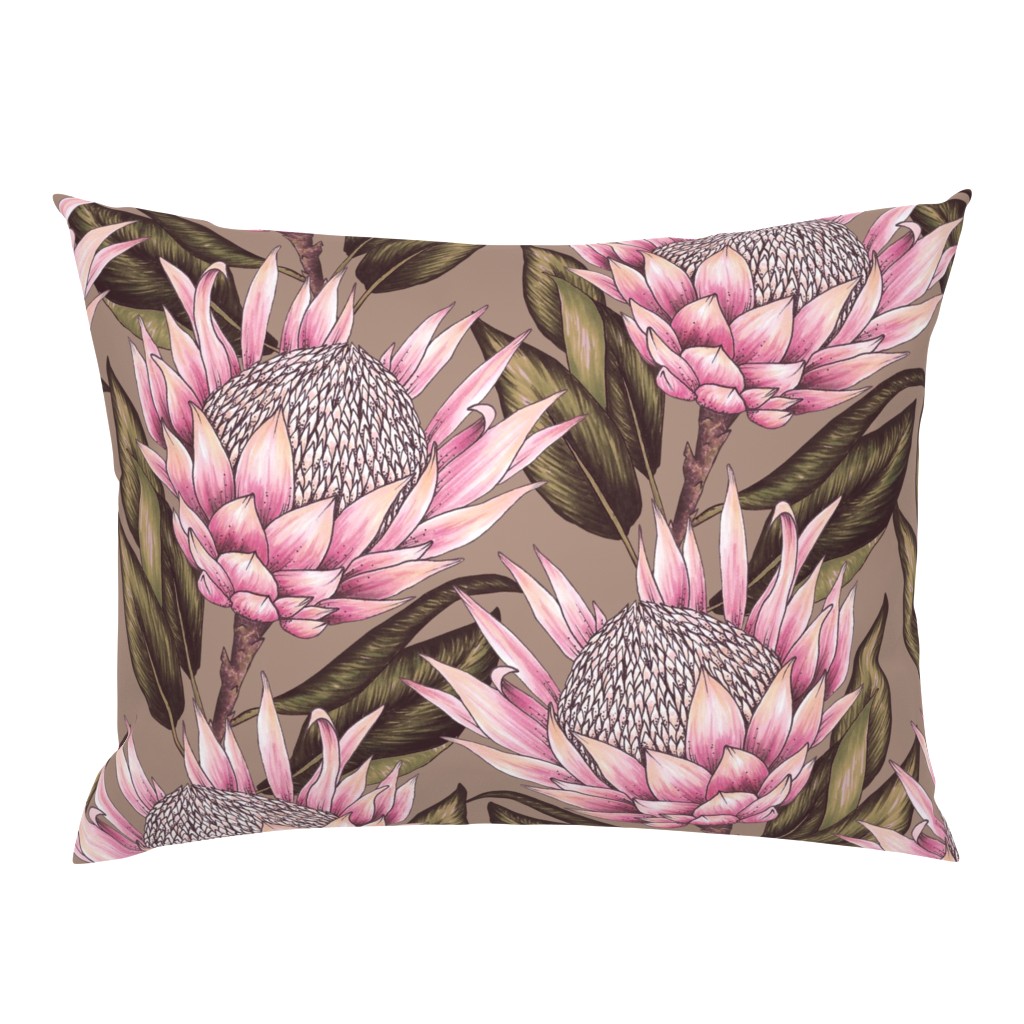 Protea Flowers XL - Taupe and Pink