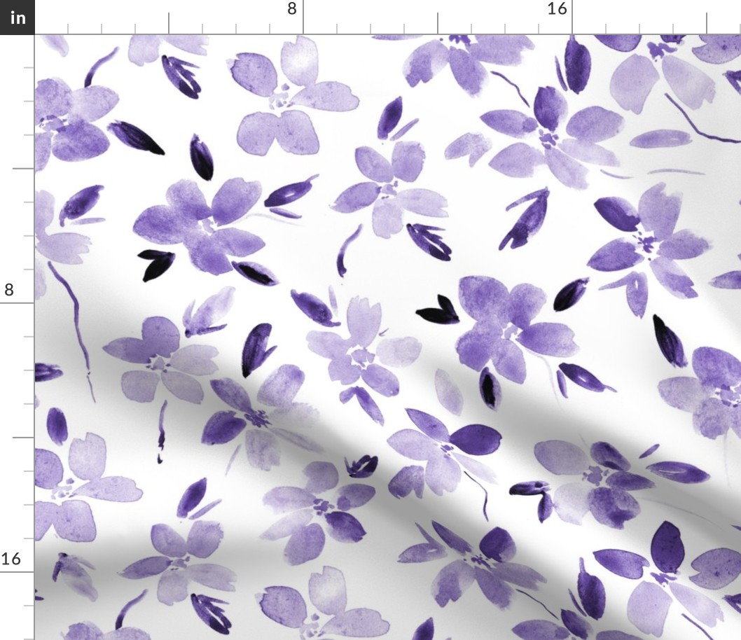 Orchid violet Bloom in Sardegna - large scale purple watercolor flowers for modern home decor bedding nursery dress - painted watercolour florals
