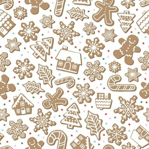 Gingerbread Cookies - White, Large Scale