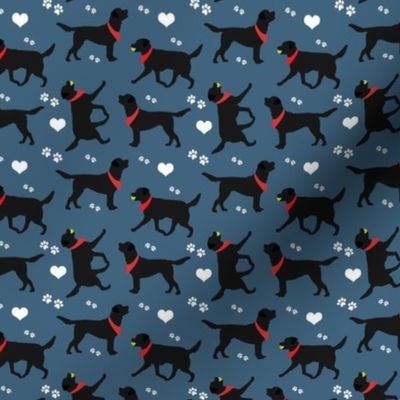 Black Labs with Blue Background - Small Scale