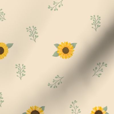 Sunflowers and Fauna (Cream) - Sunflower Fields Collection