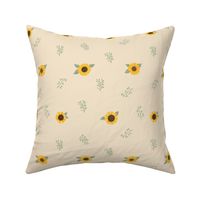 Sunflowers and Fauna (Cream) - Sunflower Fields Collection