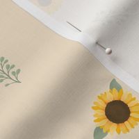 Sunflowers and Fauna (Cream) - Sunflower Fields Collection