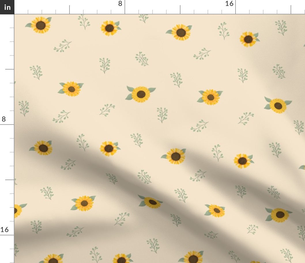Sunflowers and Fauna (Cream) - Sunflower Fields Collection