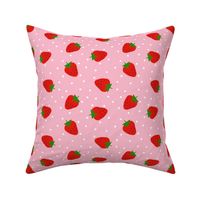 Strawberries on Pink with White Dots LARGE