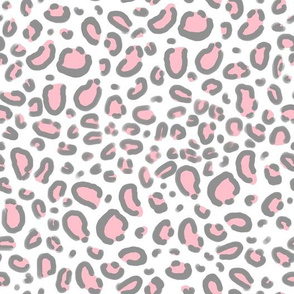 leopard print fabric - pink and grey