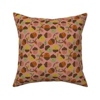 Acorns & Autumn Leaves - pink