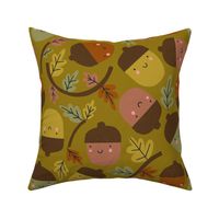 Acorns & Autumn Leaves - olive