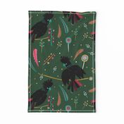 Black Cockatoo on dark green