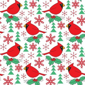 medium cardinals with holly snowflakes trees