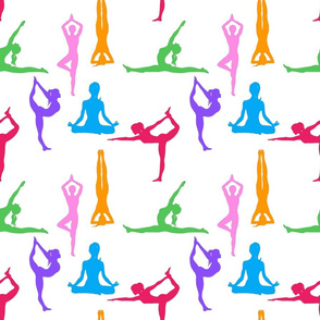 Colourful yoga poses pattern 