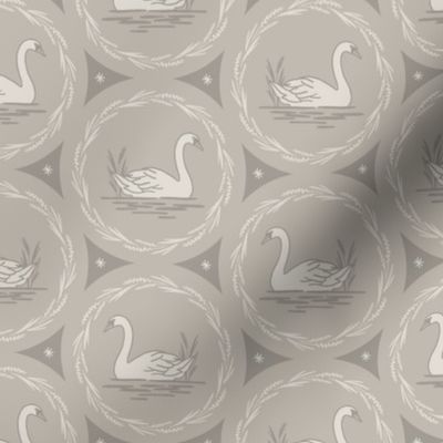 Swans a Swimming - Gray Large scale