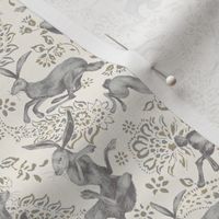 Rabbit Hare Paisley - light neutral colors - small -