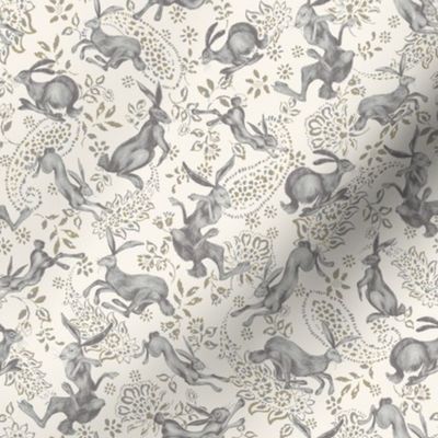 Rabbit Hare Paisley - light neutral colors - small -