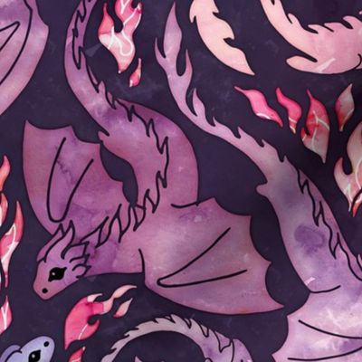 Dragon fire dark pink & purple