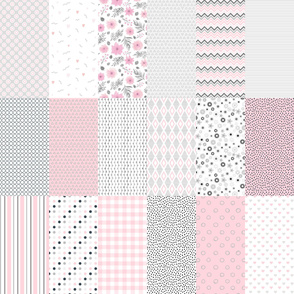 18 small scale prints for quilting // soft baby pink gray white 