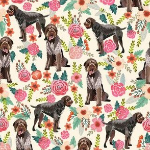 german wirehaired pointer fabric - dog florals, floral dog - turquoise