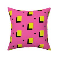 Yellow 80s squares on pink