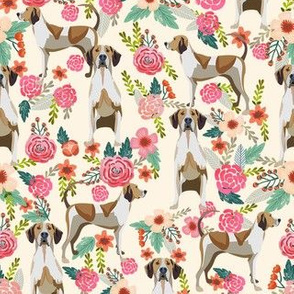 american english coonhound fabric - floral dog fabric -cream