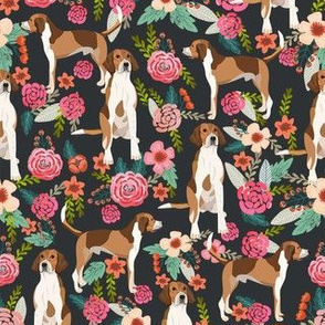 american foxhound floral fabric - dog fabric - black