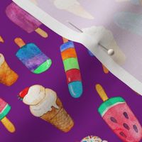 Bright Purple Background Summer Ice Creams in Watercolor - small