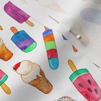 Clean White Background Summer Ice Creams in Watercolor - small