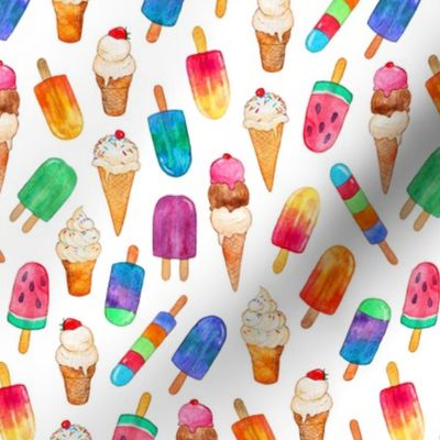 Clean White Background Summer Ice Creams in Watercolor - small