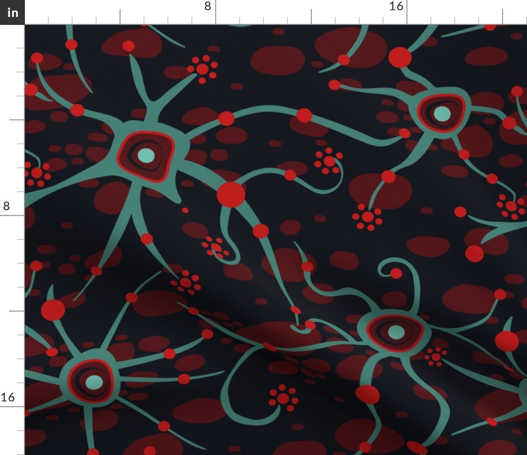 neural network dark red and teal | large