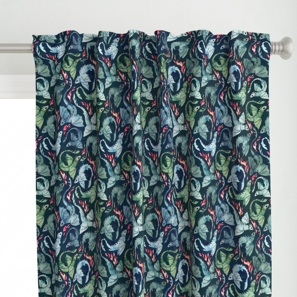 Dragon fire dark blue & green small