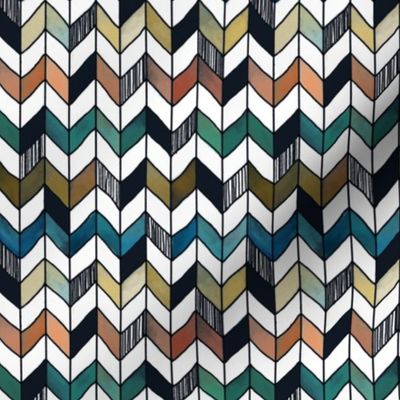 1 inch Rainbow Herringbone small scale, hand painted chevron, geometric, baby, nursery, kids, coordinate, blanket, curtains, home decor