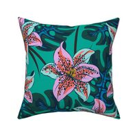 tropical lily -teal large