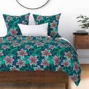 tropical lily -teal large