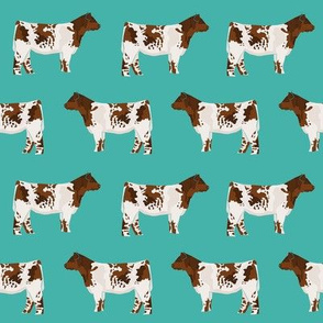 shorthorn cattle fabric - turquoise