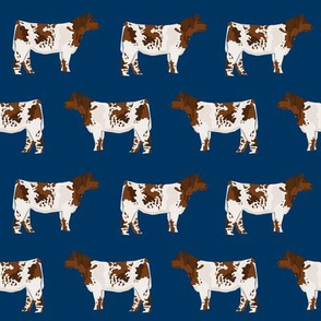 shorthorn cattle fabric -navy